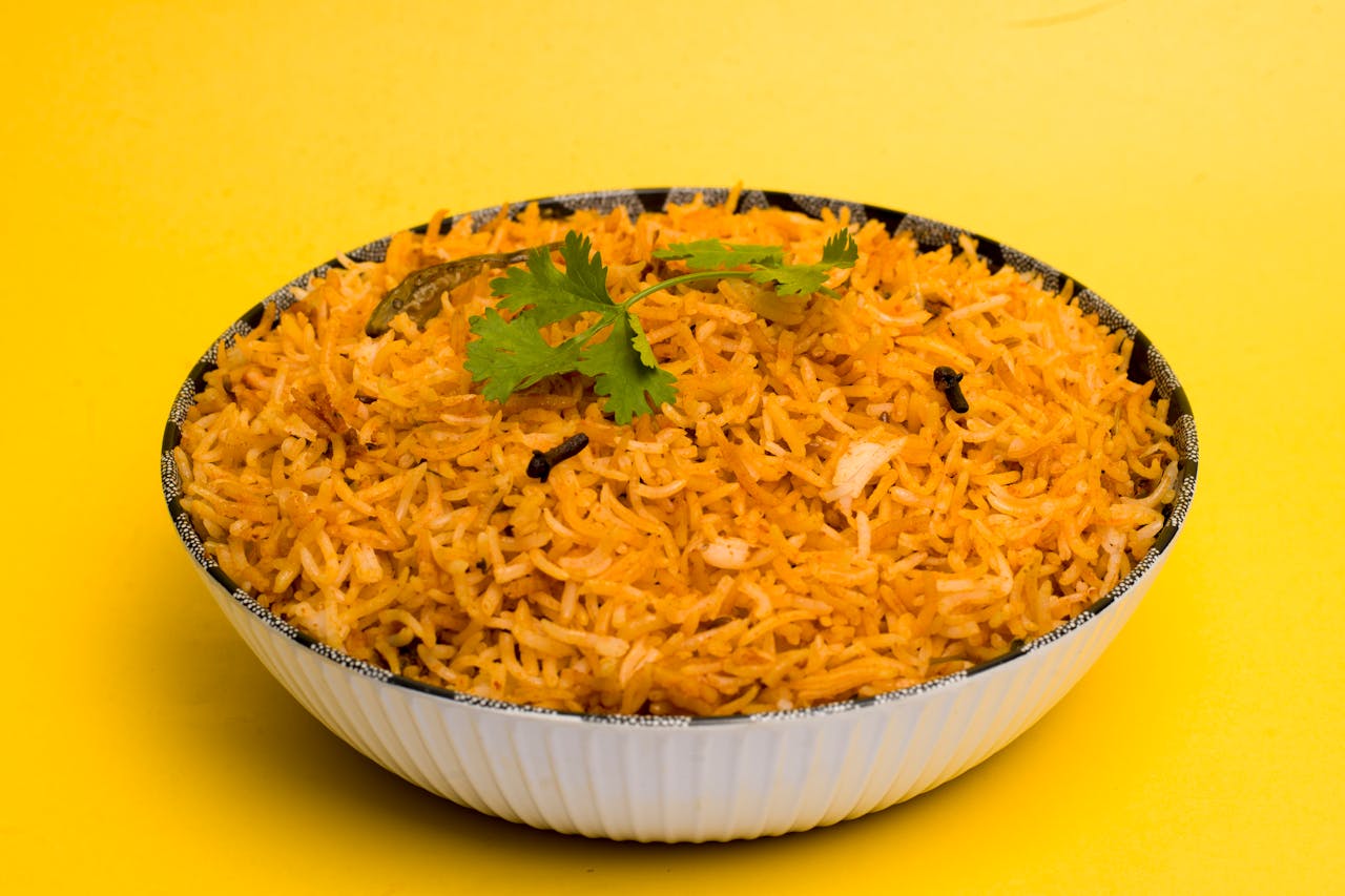 Free stock photo of beautiful fish, biriyani, brinjal